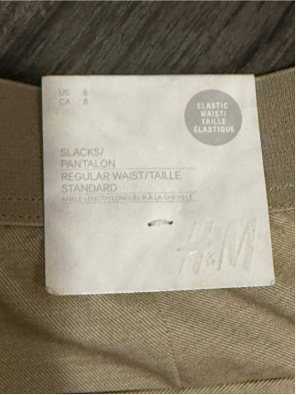 H&M Women’s Beige Tan Elastic Waist Slim Ankle Dress Pants 27” Inseam Size 8 - Picture 5 of 6